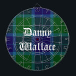 Wallace Tartan Play Anpassningsbar Dart Board Darttavla<br><div class="desc">Underbart tittar tonbord av anpassningsbar i den traditionella blått,  grönt och vita vallace Scottish tartan plaid. Den gamla texten från den vita världen stil är redo att anpassa sig själv eller som en underbar presentidé.</div>