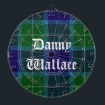 Wallace Tartan Play Anpassningsbar Dart Board Darttavla<br><div class="desc">Underbart tittar tonbord av anpassningsbar i den traditionella blått,  grönt och vita vallace Scottish tartan plaid. Den gamla texten från den vita världen stil är redo att anpassa sig själv eller som en underbar presentidé.</div>