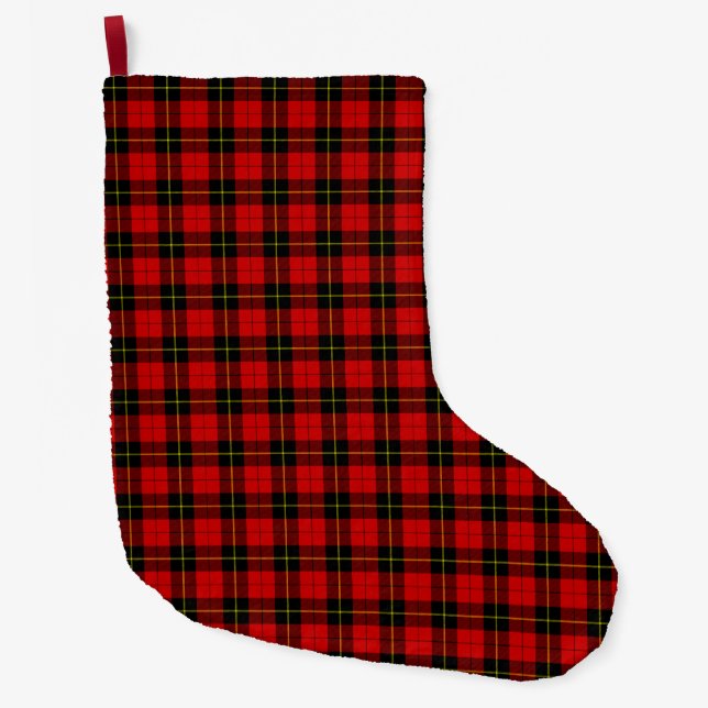 Wallace tartan röd svart rutig stor julstrumpa (Framsidan)