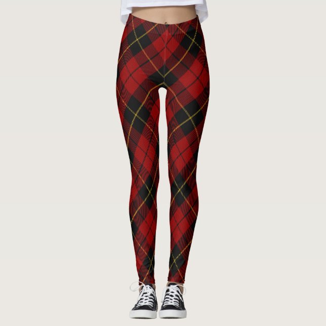Wallace Tartan Scottish Klan Plaid Mönster Leggings (Framsida)