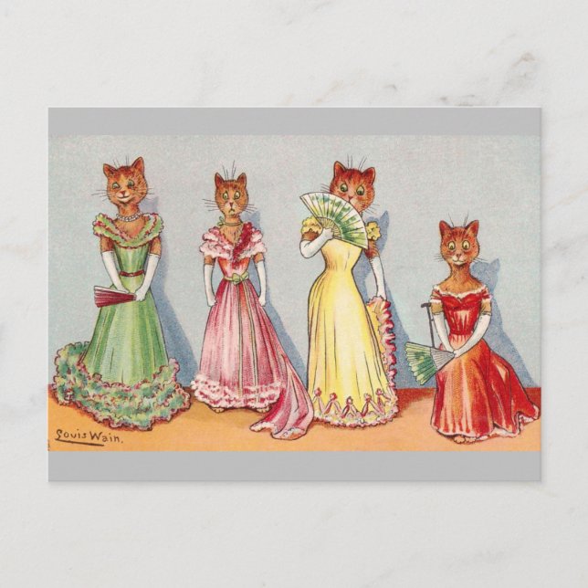 Wallblommor Cats av Louis Wain Vykort (Framsida)