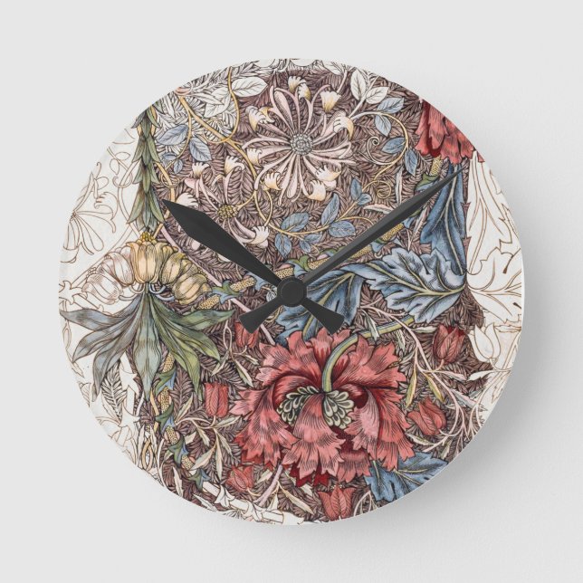WALLCLOCK : WILLIAM MORRIS : HONEYSUCKLE + TULIP RUND KLOCKA (Framsida)