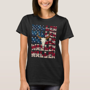 Wallen Ko Skalle Amerikansk Flagga Röd Vit Blå Mer T Shirt