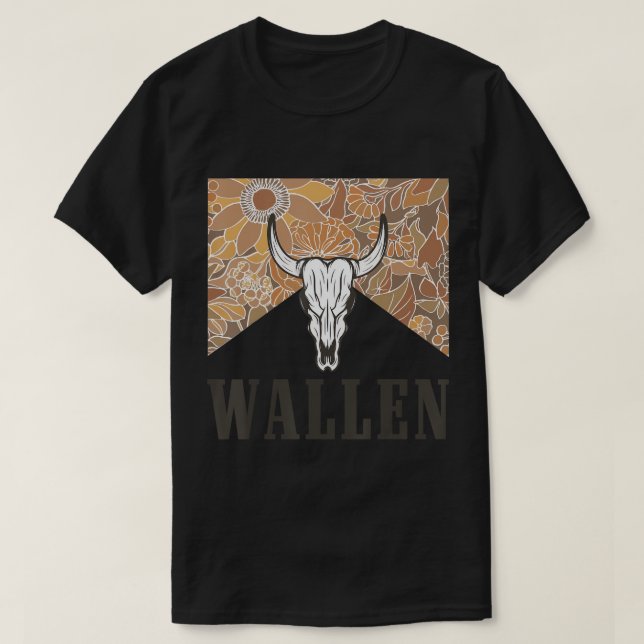 Wallen Western Cow Skull Shirt Merch Cute Outfit T (Design framsida)