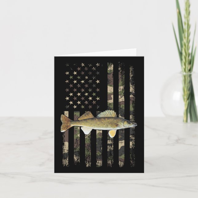 Walleye Camo American Flagga1 Kort (Framsida)
