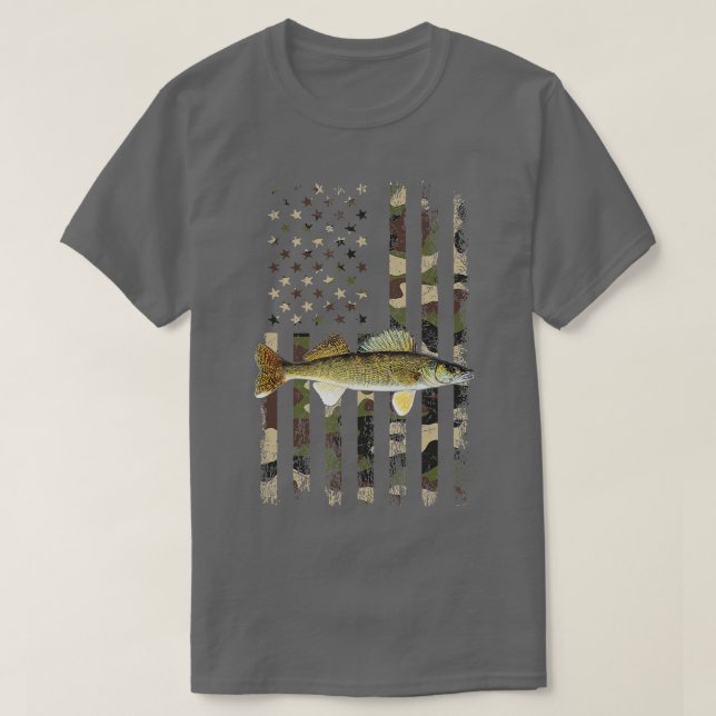 Walleye Camo American Flagga FishWalleye T Shirt (Design framsida)