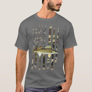 Walleye Camo American Flagga FishWalleye T Shirt