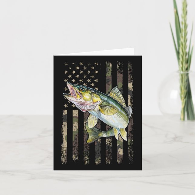 Walleye Camo American Flagga Kort (Framsida)