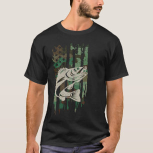 Walleye Camouflage US American Flagga Fishing Gif T Shirt