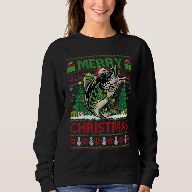 Walleye Fish   Xmas Tree Ugly Santa Walleye Christ T Shirt (Framsida)