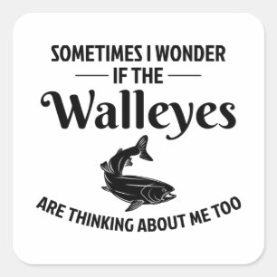 Walleye Fishher Fish Exdoor Hobby Funny Fyrkantigt Klistermärke