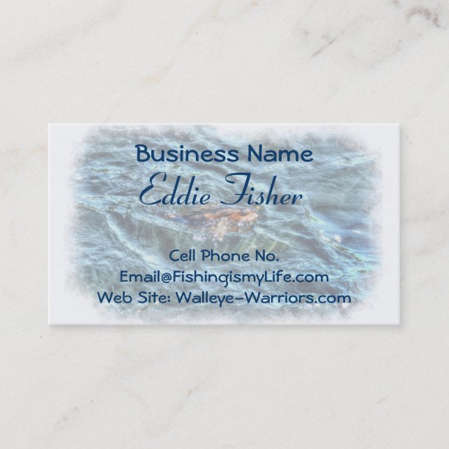 Walleye Fishing Exdoor Fisherman's Sport Biz Card Visitkort (Framsida)