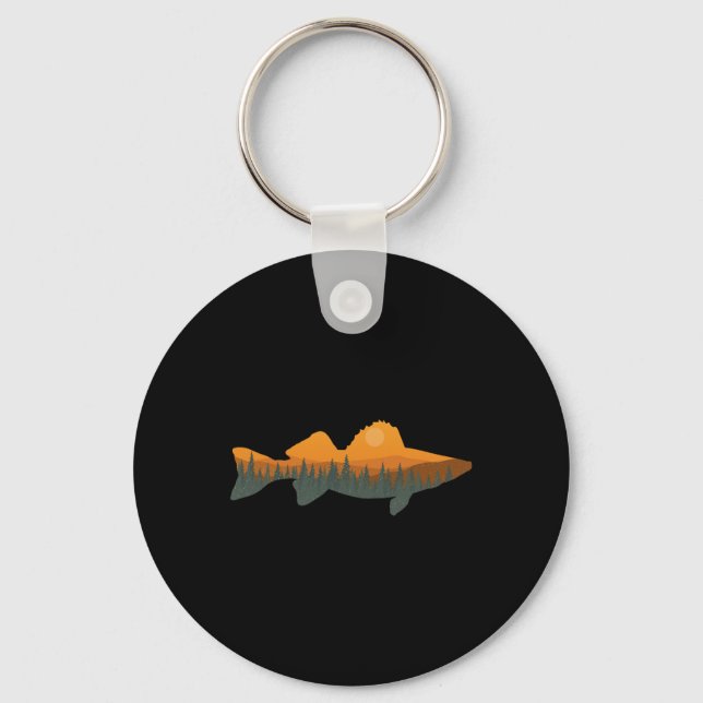 Walleye Fishing Forest Nature Wildlife Fisherman Nyckelring (Framsida)