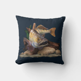 Walleye Fishing Illustration, Walleye Fisherman Kudde