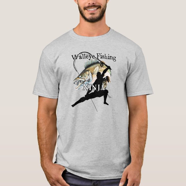 Walleye Fishing Ninja Light Fishing T Shirt (Framsida)