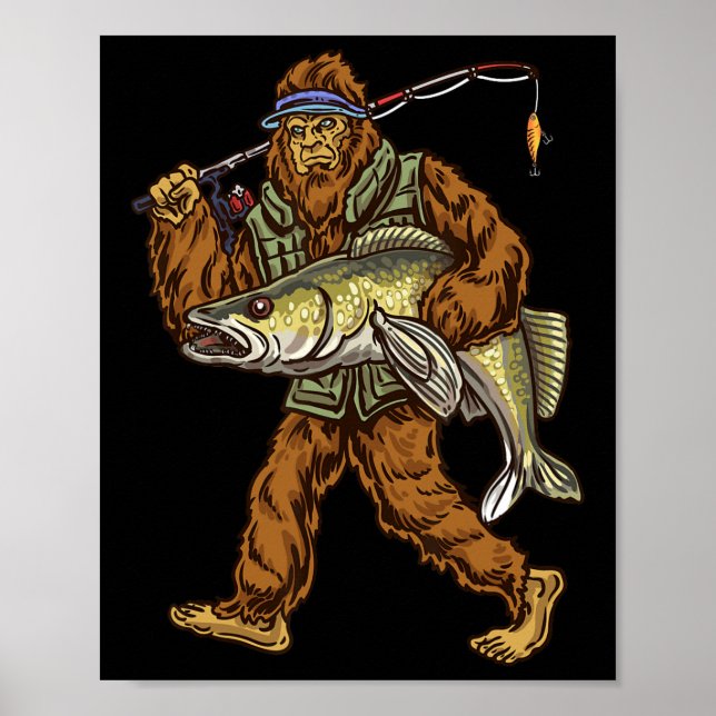 Walleye Fishing Sauger Hunting Bigfoot Fishermen Poster (Framsidan)