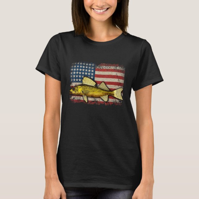 Walleye Fishing Usa T Shirt (Framsida)