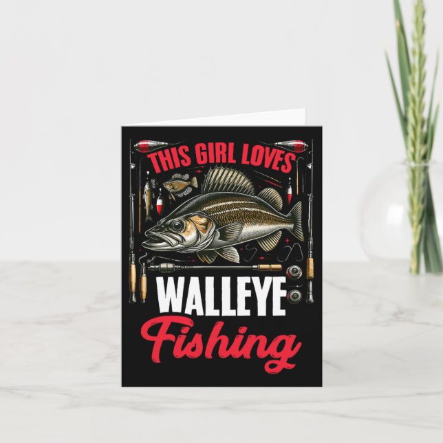 Walleye Hunting Fish Angler Denna Girl Kärlek Wall Kort (Framsida)