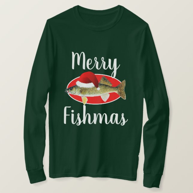 Walleye "Merry Fishmas" God jul T Shirt (Design framsida)