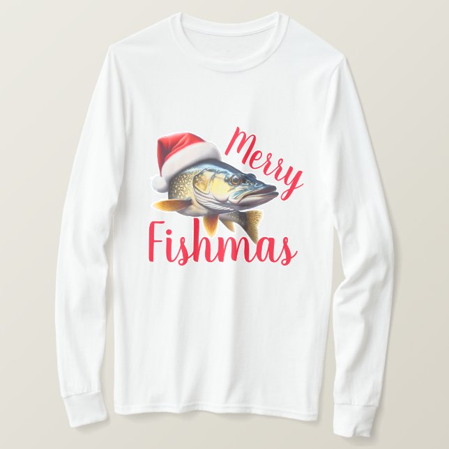 Walleye "Merry Fishmas" God jul T Shirt (Design framsida)