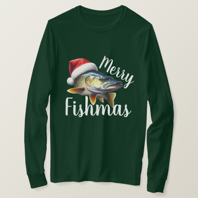 Walleye "Merry Fishmas" God jul T Shirt (Design framsida)
