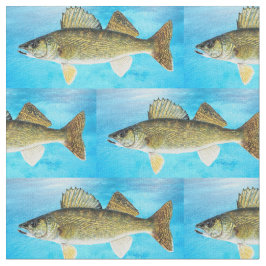 Walleye mönstrar på blått tyg