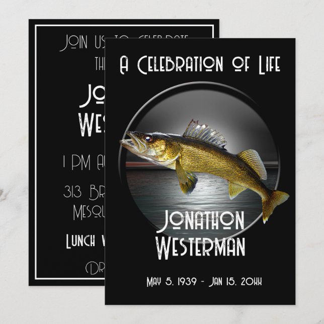 Walleye Pike Fishing Firande of Life Inbjudningar (Fram/baksida)