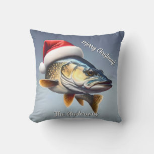 Walleye Wearing a Santa Hat jul Kudde