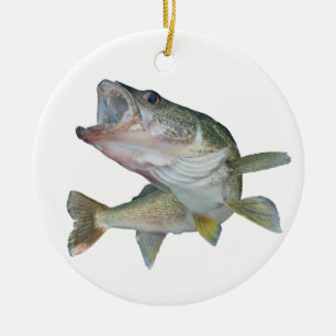 Walleyefiske Julgransprydnad Keramik