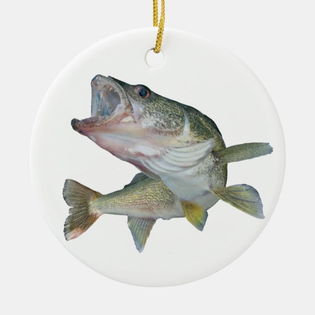 Walleyefiske Julgransprydnad Keramik (Framsidan)