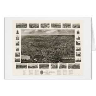 Wallingford panorama- karta för CT - 1905 Hälsningskort