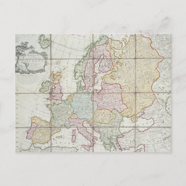 Wallis' nya karta över Europa Vykort (Framsida)