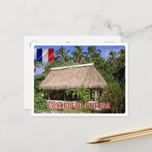 Wallis och Futuna - Fale på Faioa - Vykort (Fram/Back In Situ)