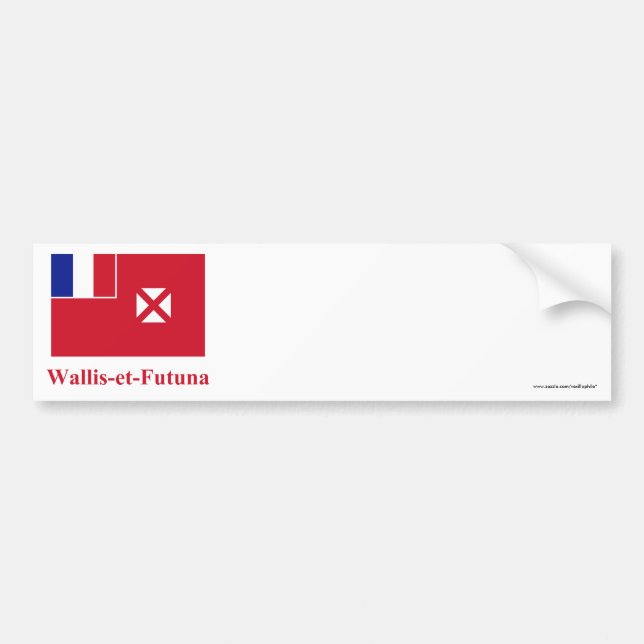 Wallis och Futuna flagga med namn i franskt Bildekal (Framsidan)