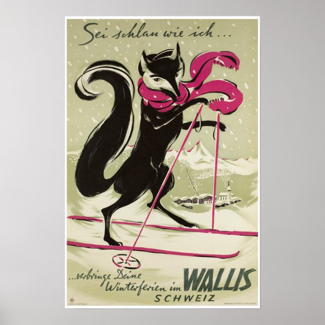 Wallis, Valais, Schweiz, Ski Poster (Framsidan)