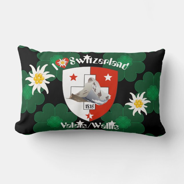 Wallis Valais Schweiz Suisse Kissen Lumbarkudde (Framsida)