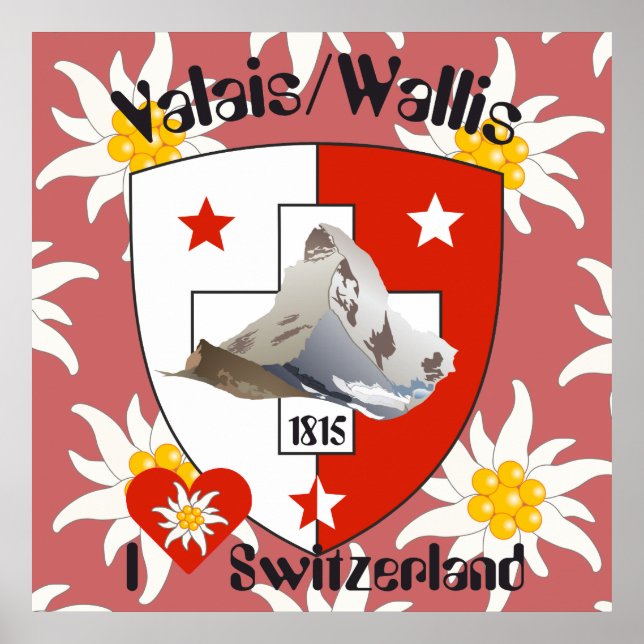 Wallis Valais Schweiz Suisse Poster (Framsidan)