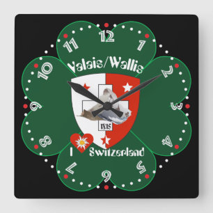 Wallis Valais Schweiz Suisse Uhr Fyrkantig Klocka