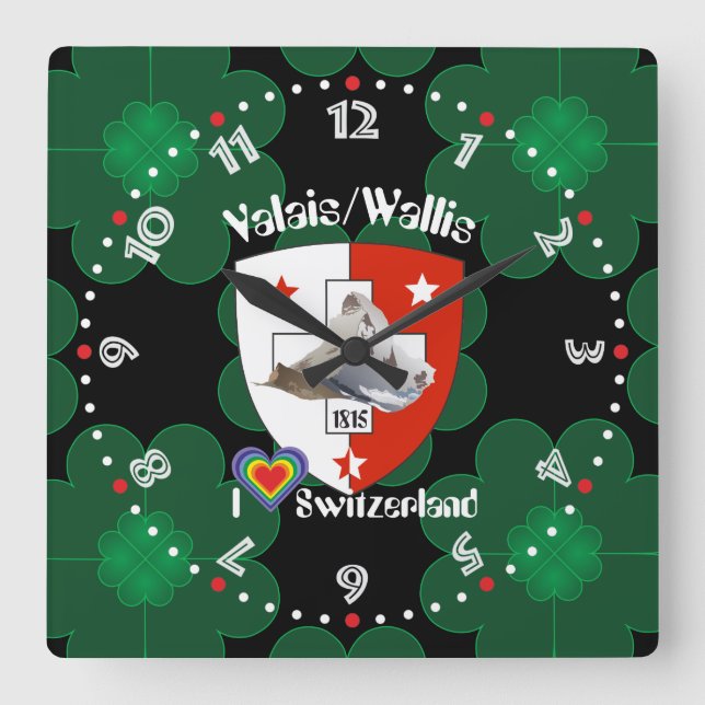 Wallis Valais Schweiz Suisse Uhr Fyrkantig Klocka (Framsida)