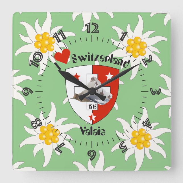 Wallis Valais Schweiz Suisse Uhr Fyrkantig Klocka (Framsida)