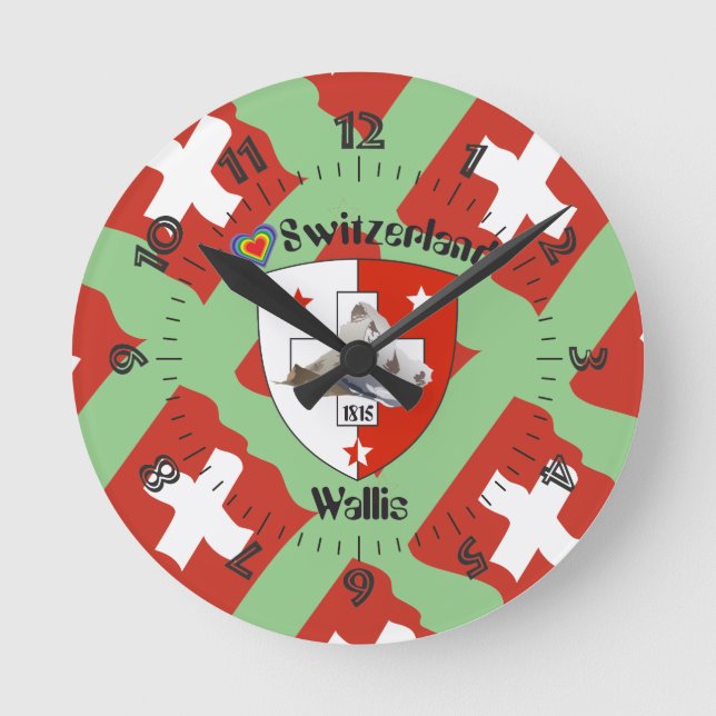 Wallis Valais Schweiz Suisse Uhr Rund Klocka (Framsida)