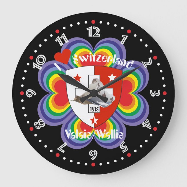 Wallis Valais Schweiz Suisse Uhr Stor Klocka (Framsida)
