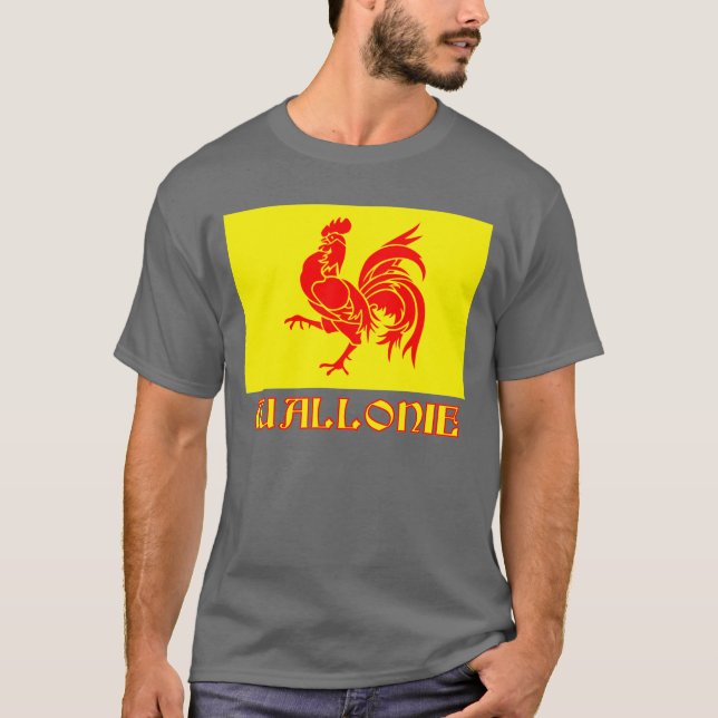 Walloon regionflagga med namn t-shirt (Framsida)