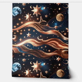 Wallpaper - Bronze Celestial Moon Design