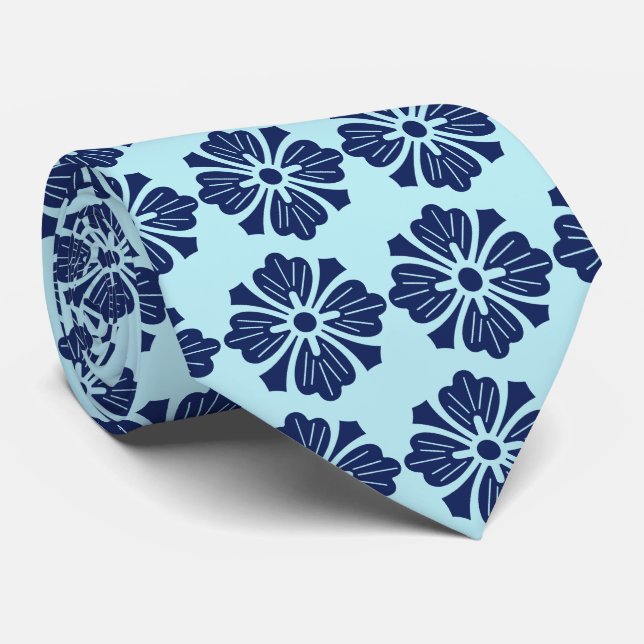 Wallstreet Hibiscus Foulard Aqua & Navy Two Sided Slips (Rullad)
