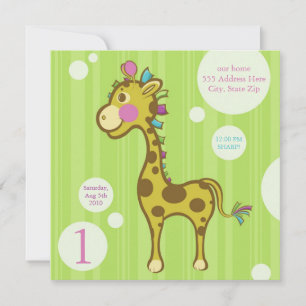 Wally the Giraffe Barns födelsedag Party bjudes in Inbjudningar
