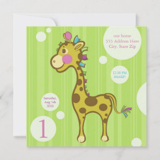 Wally the Giraffe Barns födelsedag Party bjudes in Inbjudningar