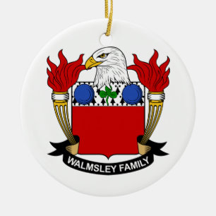 Walmsley familjvapensköld julgransprydnad keramik