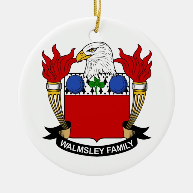 Walmsley familjvapensköld julgransprydnad keramik (Framsidan)