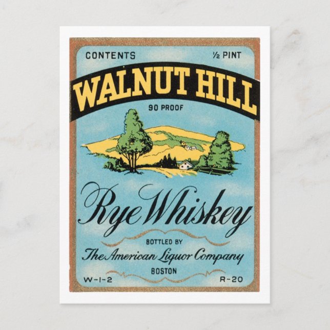 Walnut Backe Rye Whiskey Vykort (Framsida)